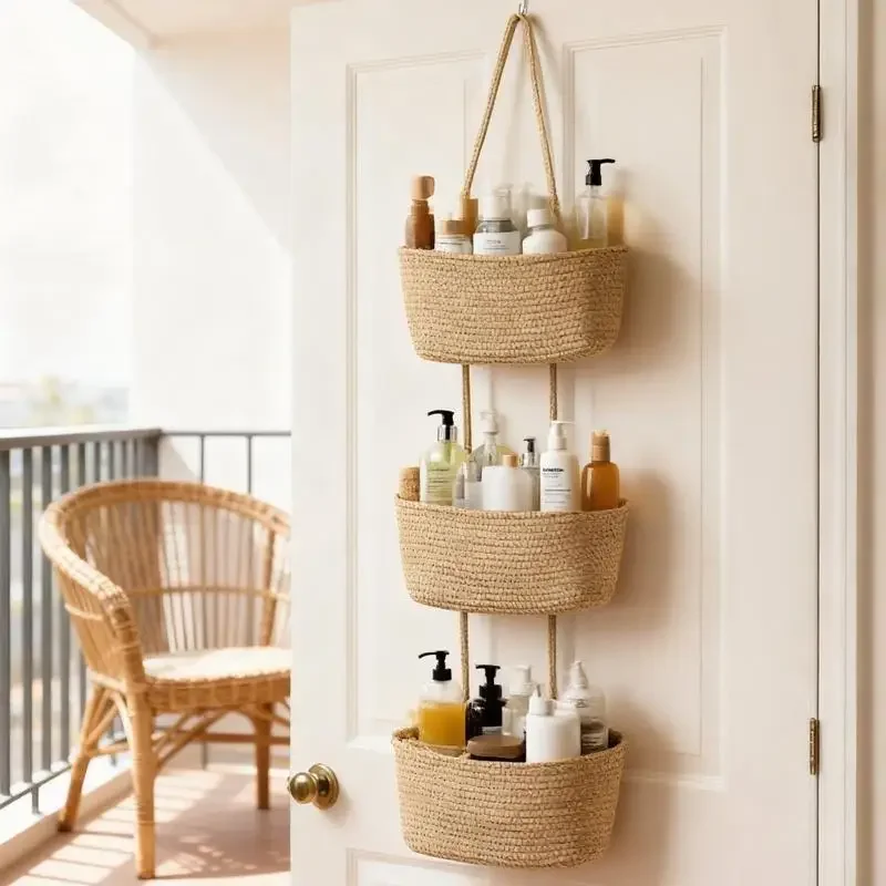 Baby Nursery Hooks - 3-poziomowy tkany bawełniany wiszący kosz do