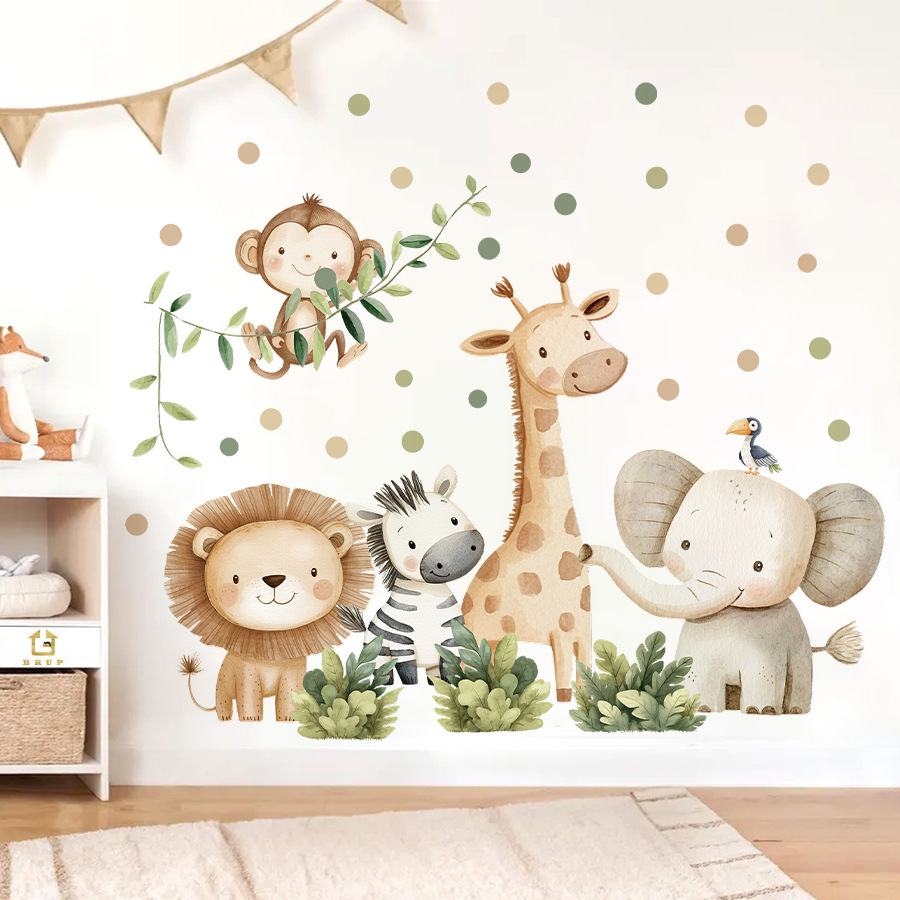 Baby Nursery Decor Girl - Naklejki ścienne Boho Las Zwierzęta do