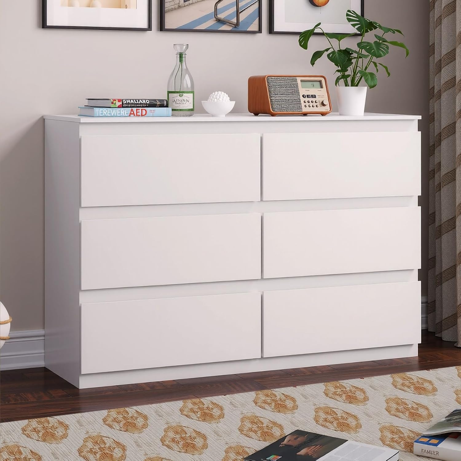 Drawer Dresser White - Biała drewniana komoda do sypialni, salonu