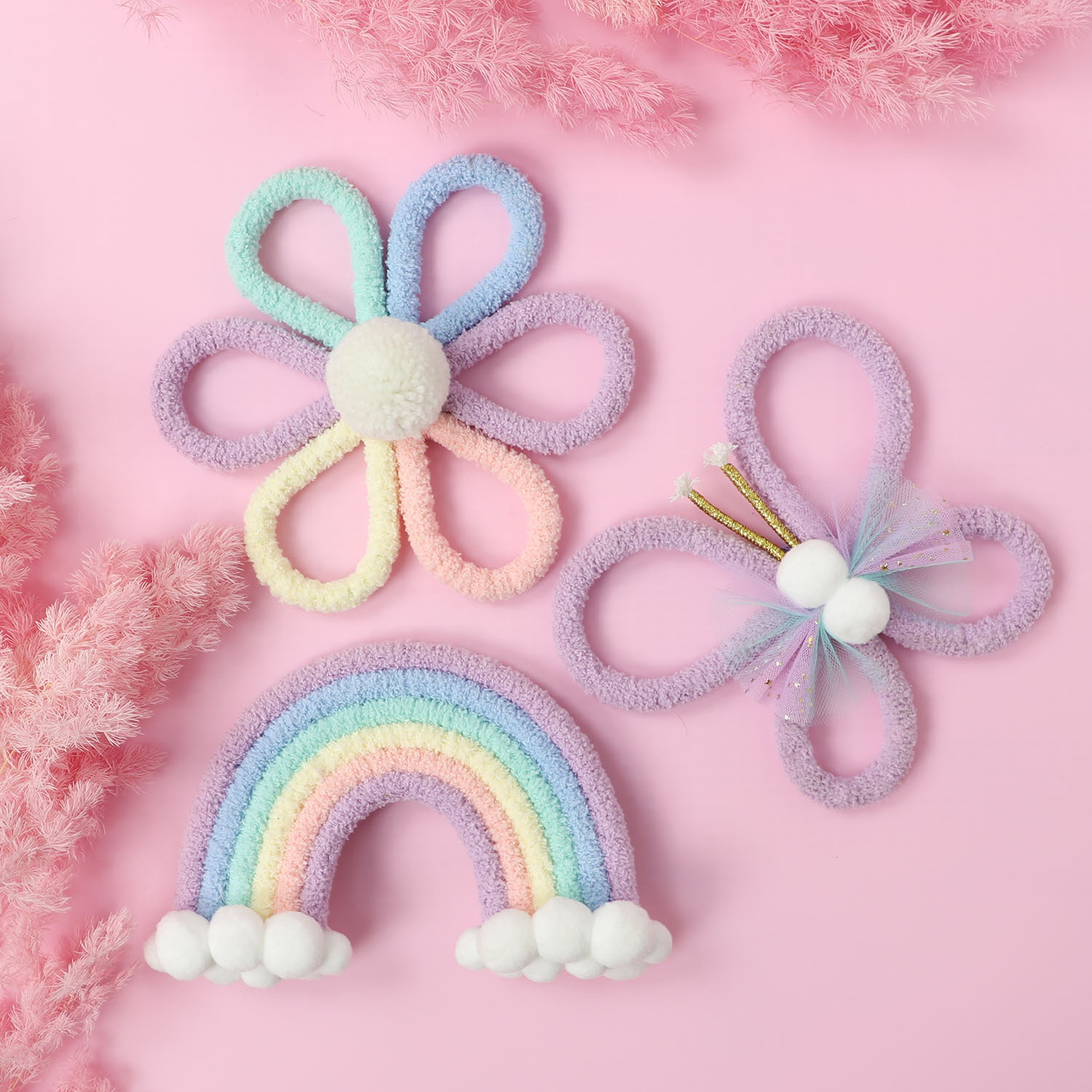 Baby Nursery Decor Girl - Nordycka tęczowa stokrotka, kwiat, motyl, boho