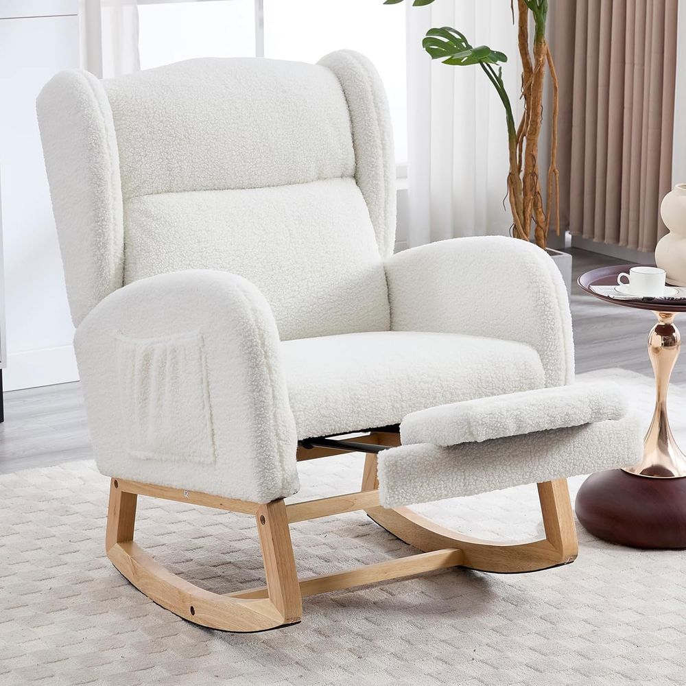 Rocking Chair Nursery - Fotel bujany tapicerowany do pokoju dziecięcego