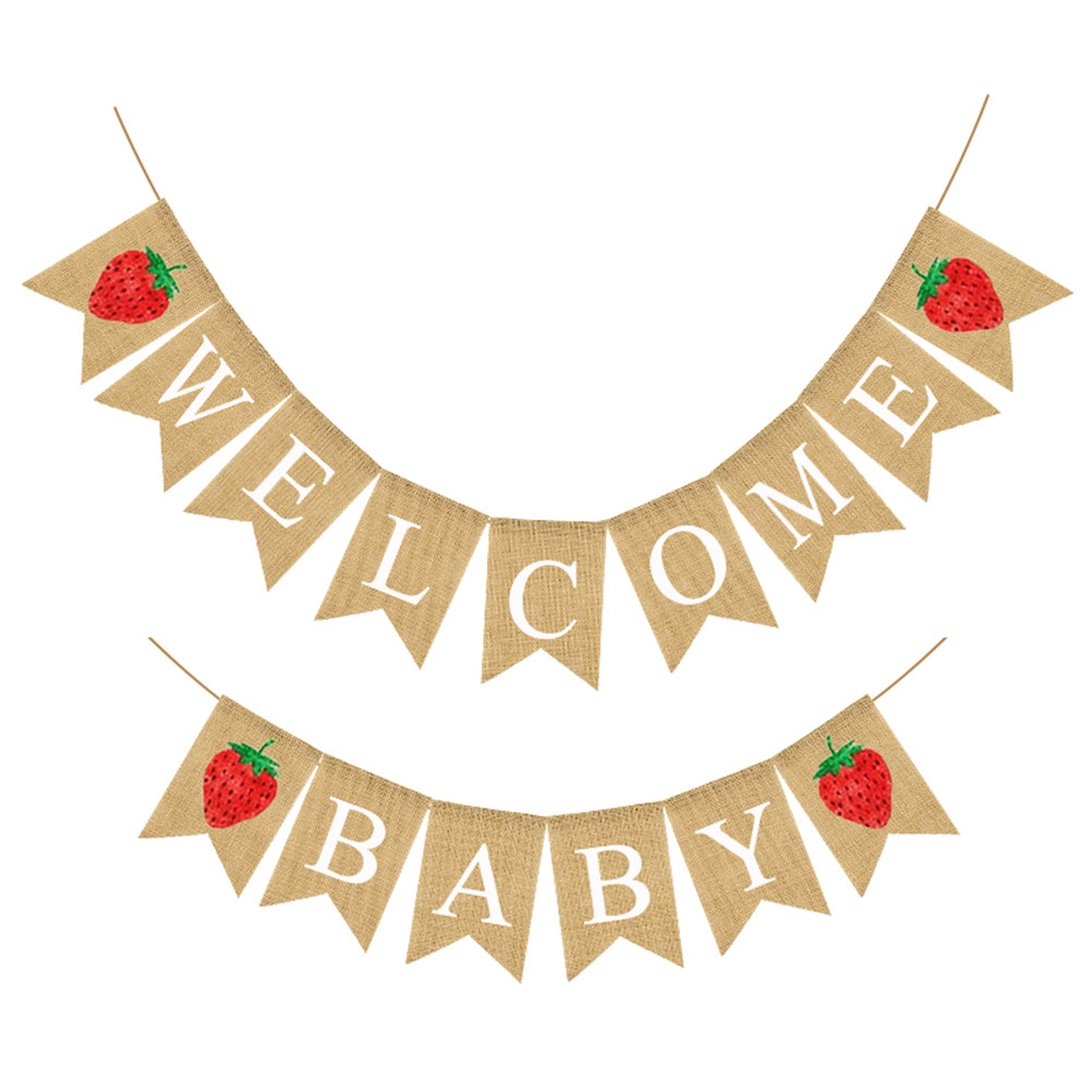 Baby Nursery Garland - Baner lniany na baby shower z