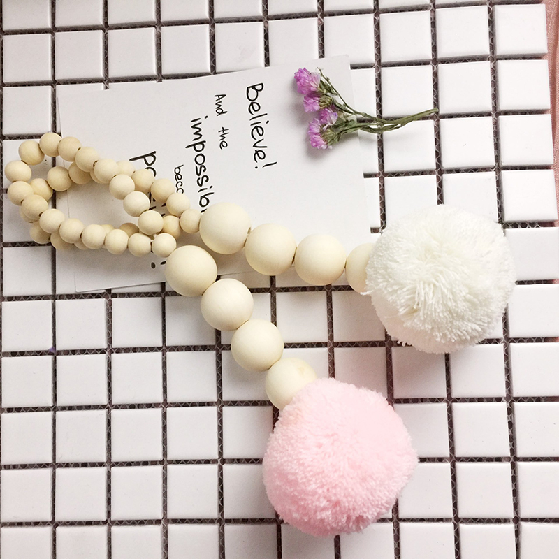 Baby Nursery Garland - Drewniane koraliki Tassel piłka girlanda wiszące