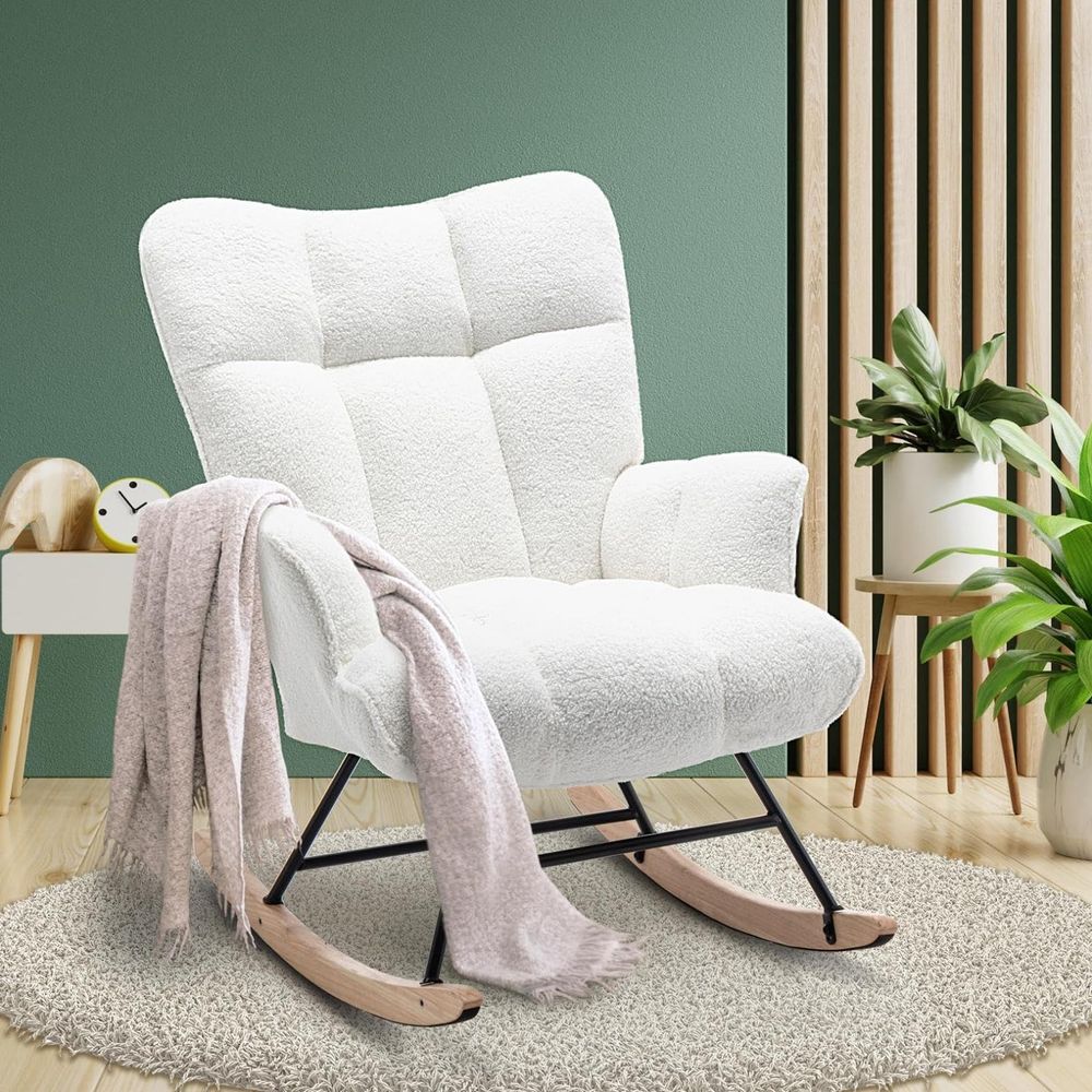 Rocking Chair Nursery - Fotel bujany do pokoju dziecięcego, tapicerowany