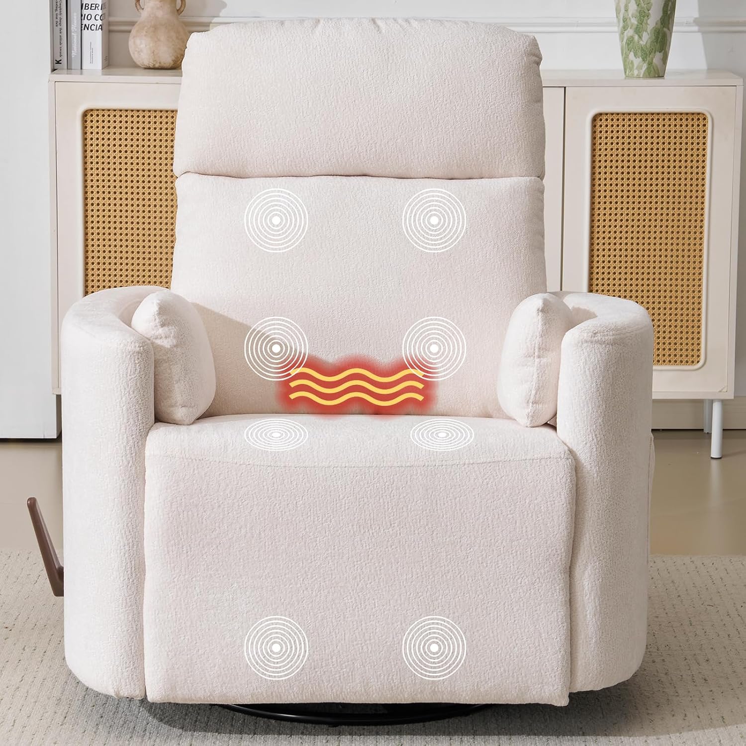 Rocking Chair Nursery - Duży obrotowy fotel rozkładany z funkcją