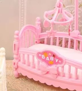 Baby Nursery Crib - 1:12 Miniaturowe łóżeczko dla lalek, kołyska,
