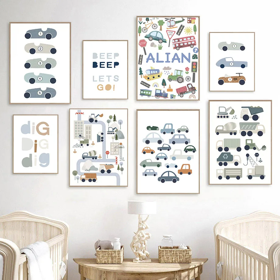 Baby Boy Nursery Quotes - Bezramowe Obrazy na Płótnie z Motywem