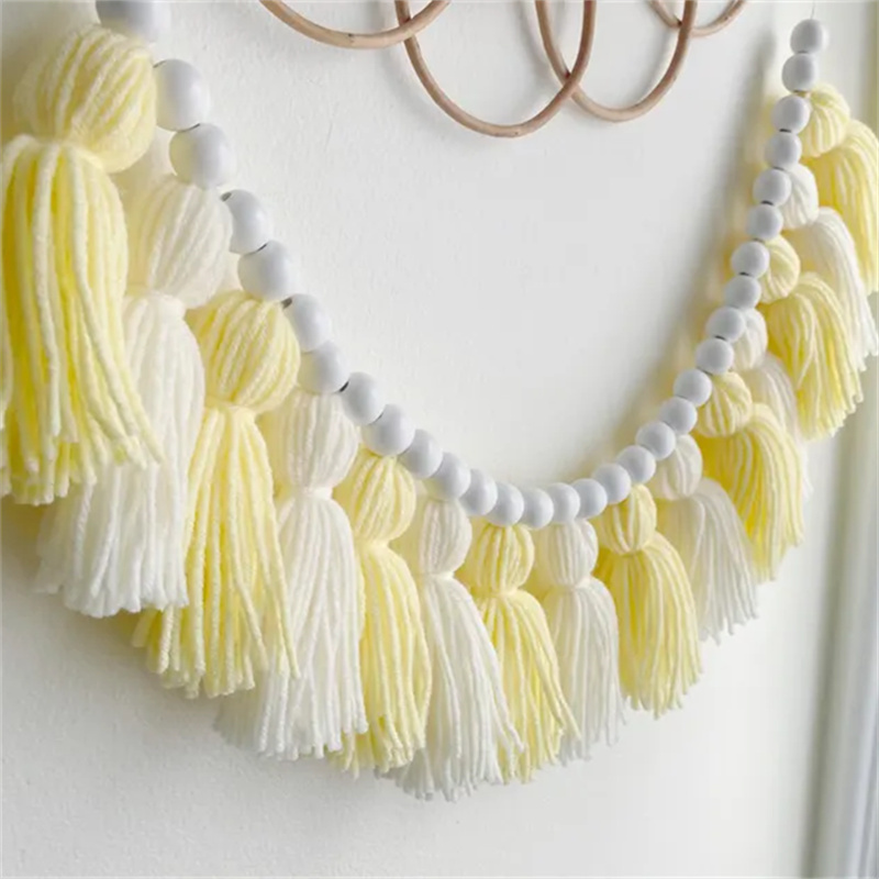 Baby Nursery Garland - Żółte girlandy boho z frędzlami do