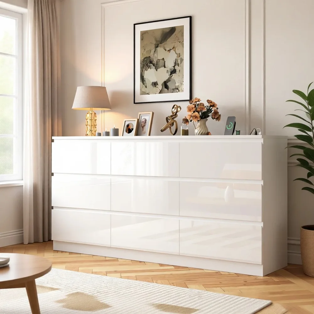 Drawer Dresser White - Duża komoda z 9 szufladami, 70
