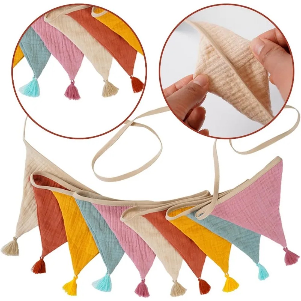 Baby Nursery Bunting - 10 szt. Tkaninowe flagi, wielokolorowe girlandy
