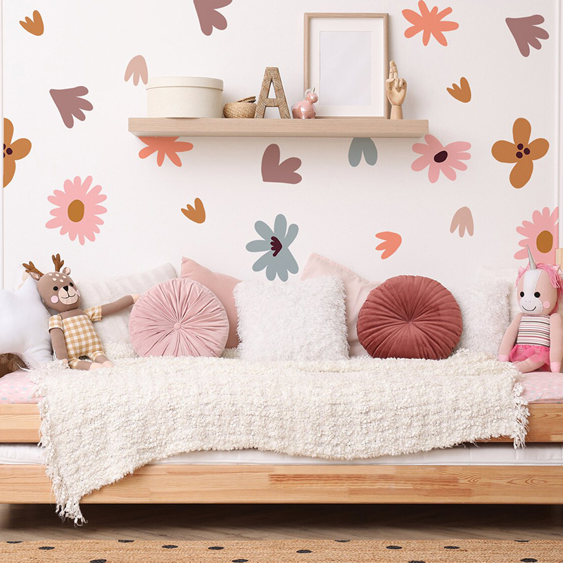 Baby Nursery Wallpaper Girl - DIY wielobarwne kwiaty naklejki ścienne do