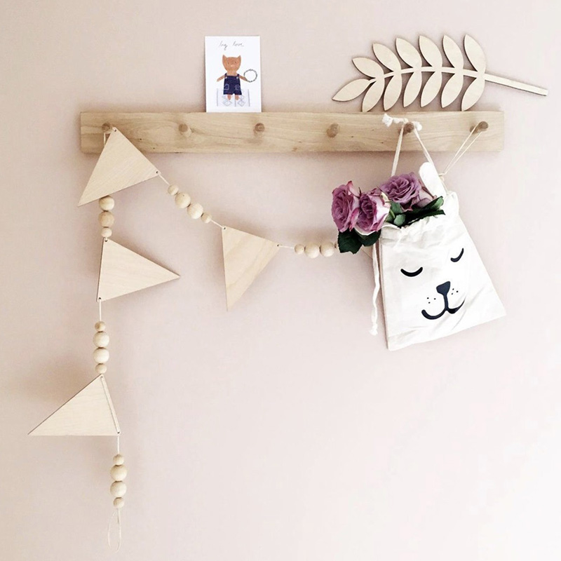 Baby Nursery Garland - Pokój dziecięcy Garland drewniana flaga trójkątna