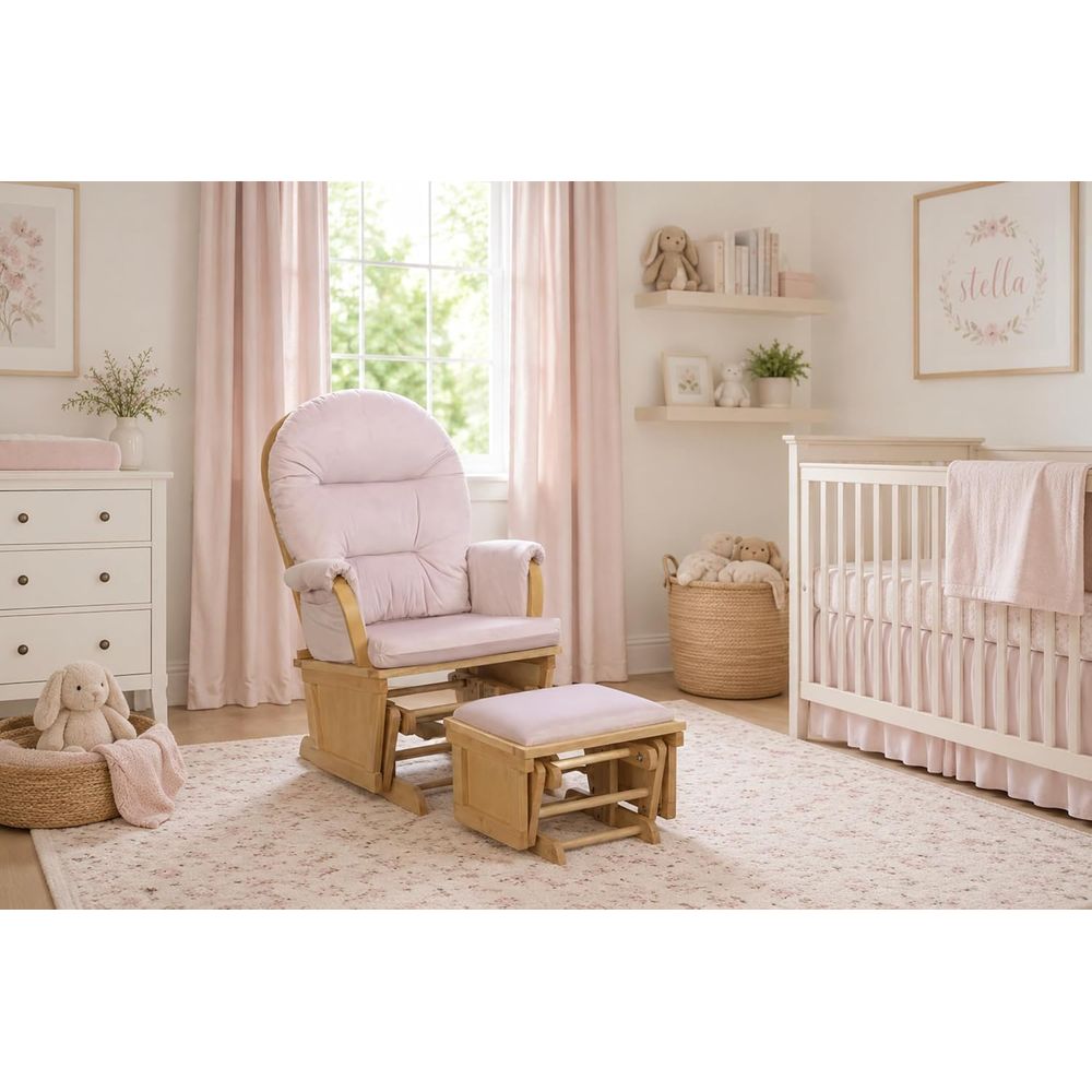 Rocking Chair Nursery - Fotel bujany Madison z podnóżkiem, drewniany