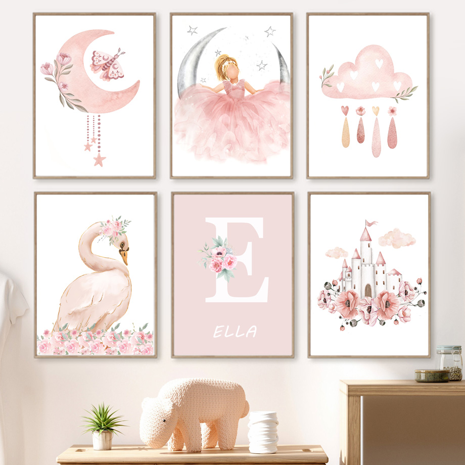 Pink Angel Girl Sun Moon Cloud – Baby Nursery Decor Girl recenzja i cena