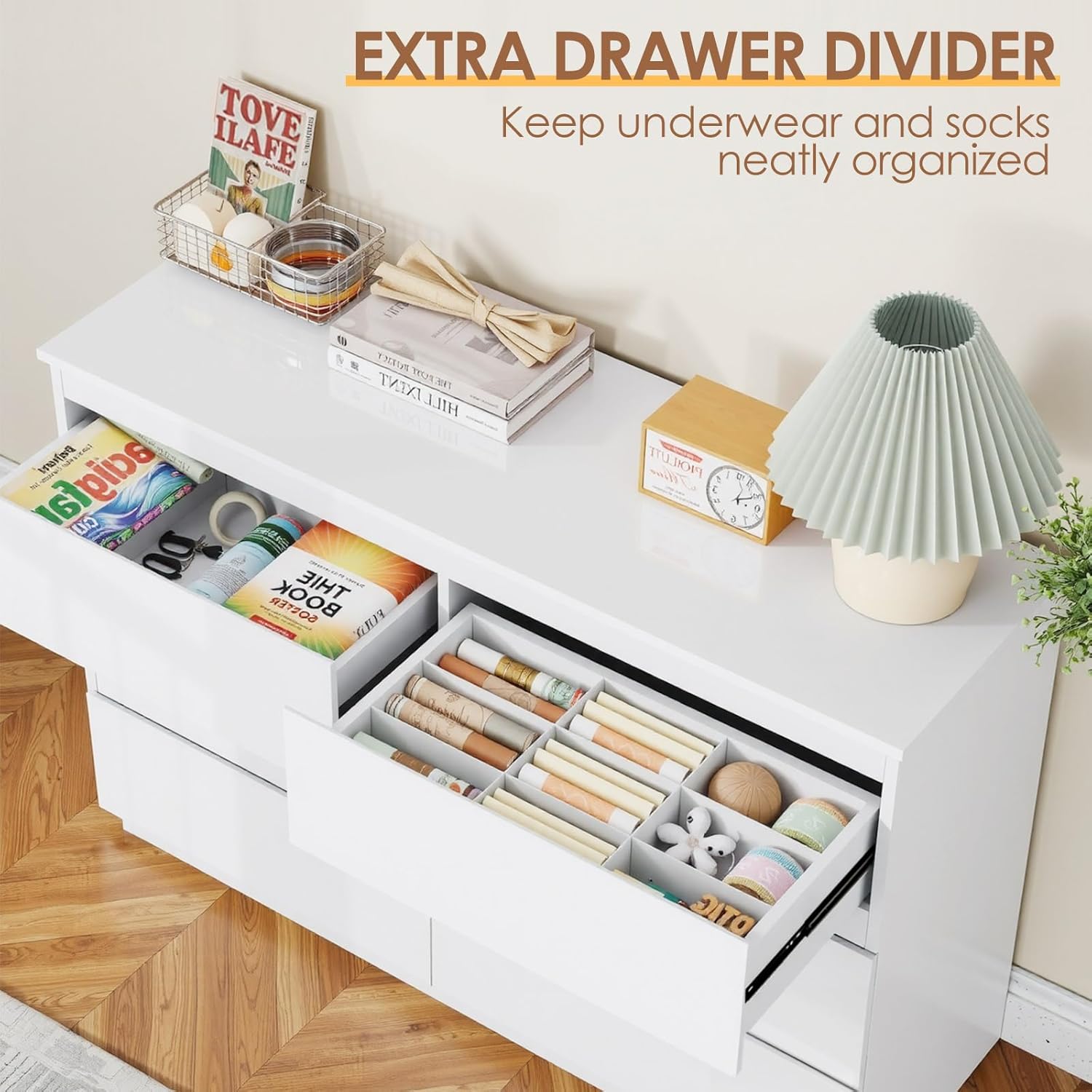 Biała drewniana komoda do sypi – Drawer Dresser White recenzja i cena