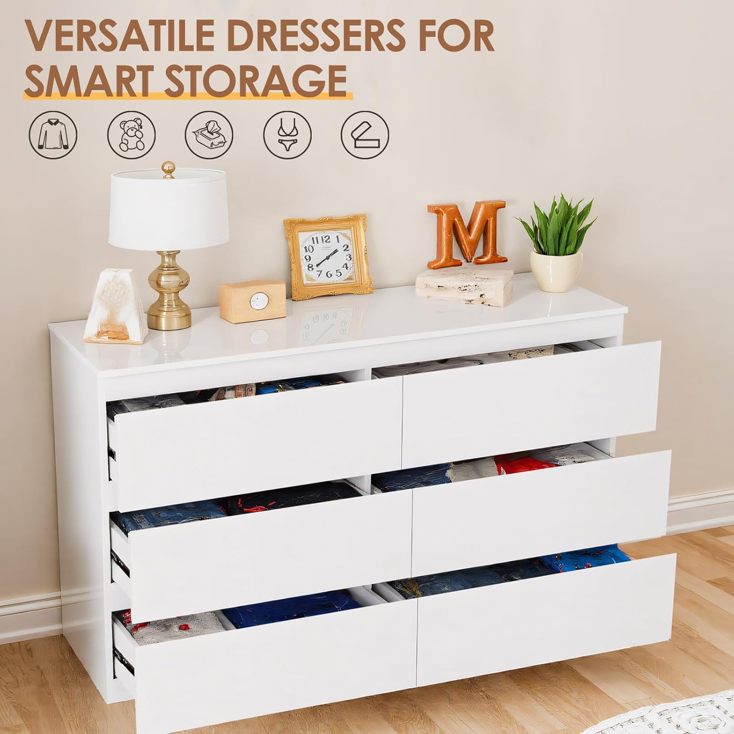 Biała drewniana komoda do sypi – Drawer Dresser White recenzja i cena