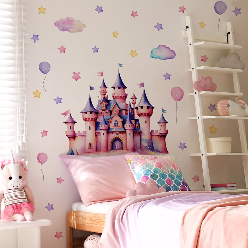 Naklejka ścienna Cartoon Castl – Baby Nursery Wallpaper Girl recenzja i cena