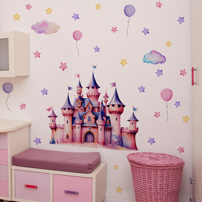 Naklejka ścienna Cartoon Castl – Baby Nursery Wallpaper Girl recenzja i cena
