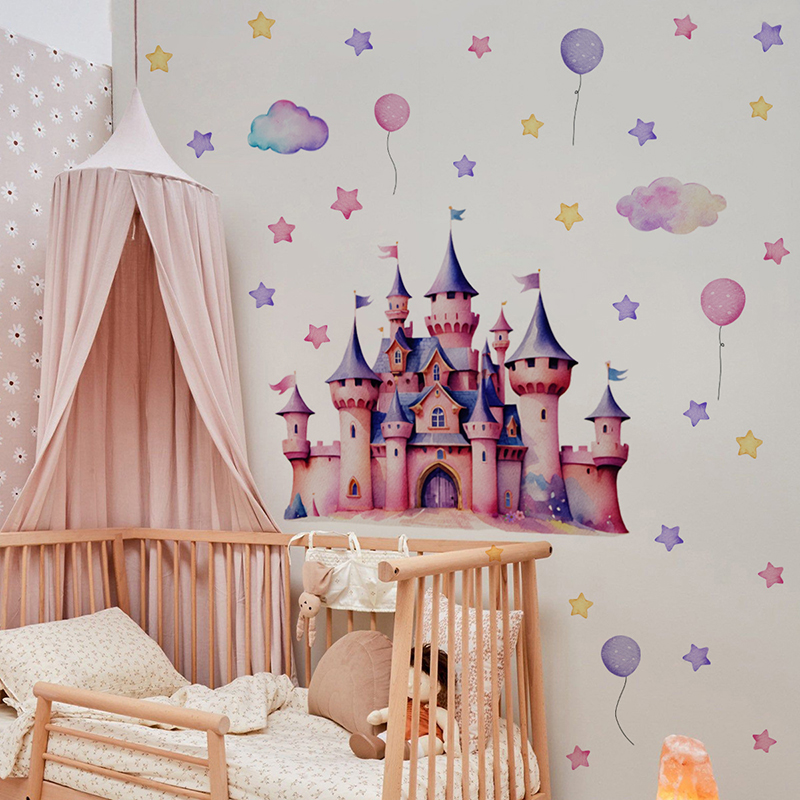 Naklejka ścienna Cartoon Castl – Baby Nursery Wallpaper Girl recenzja i cena