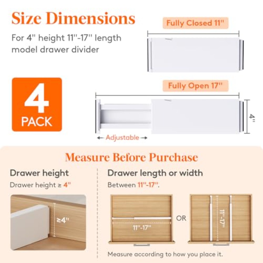 Zestaw 4 przegródek do szuflad – Drawer Dresser White recenzja i cena