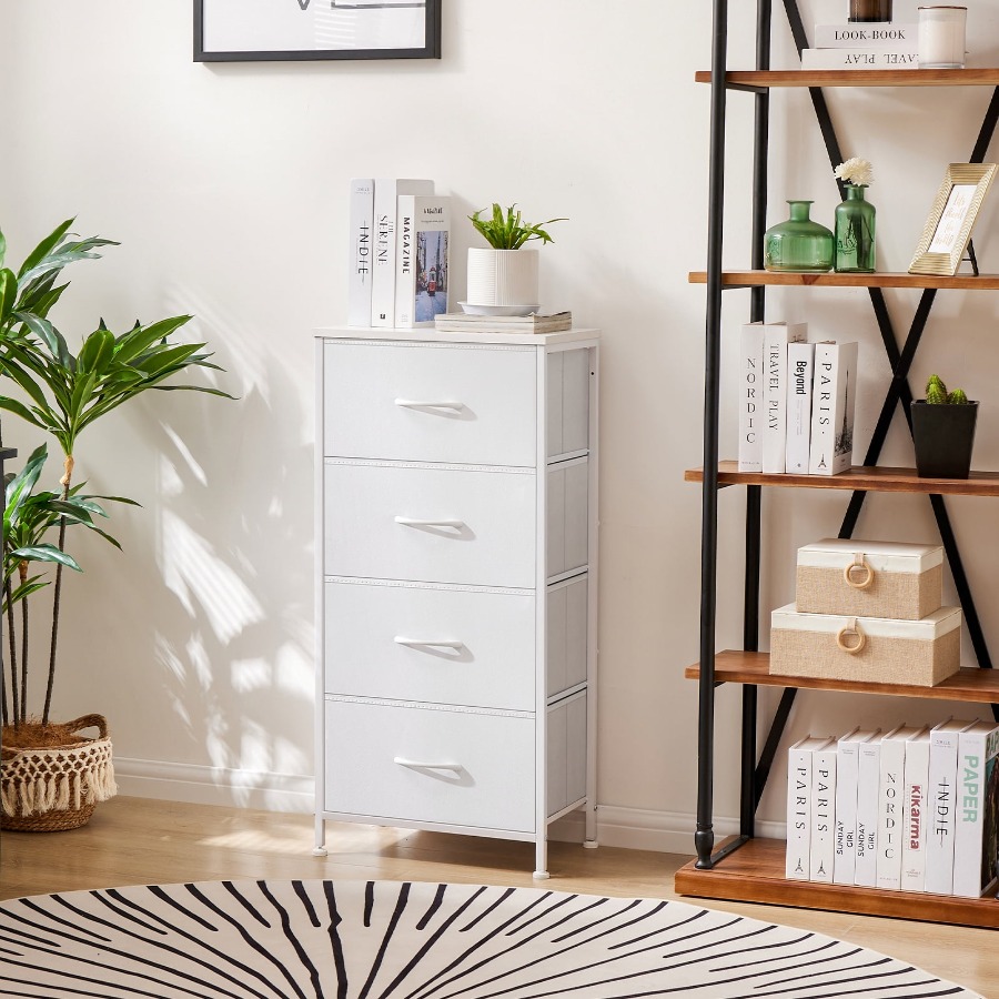 Komoda z 4 szufladami z tkanin – Drawer Dresser White recenzja i cena