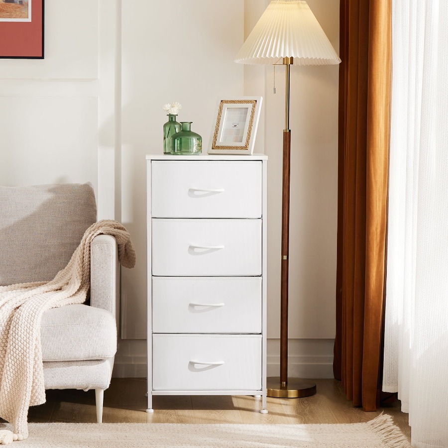 Komoda z 4 szufladami z tkanin – Drawer Dresser White recenzja i cena