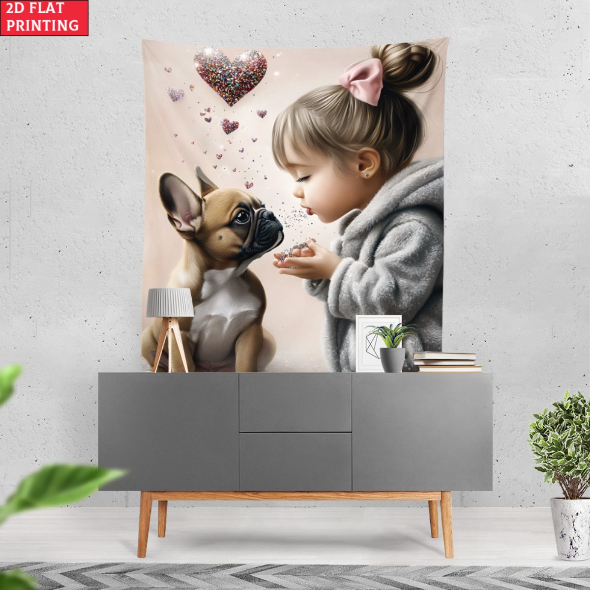 Dziewczyna z szczeniakiem buld – Baby Nursery Decor Girl recenzja i cena