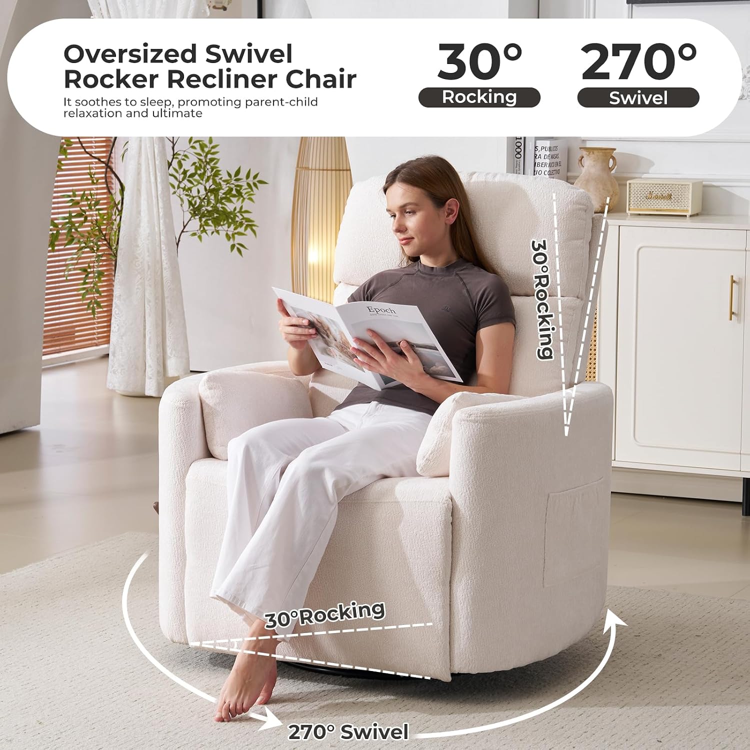 Duży obrotowy fotel rozkładany – Rocking Chair Nursery recenzja i cena