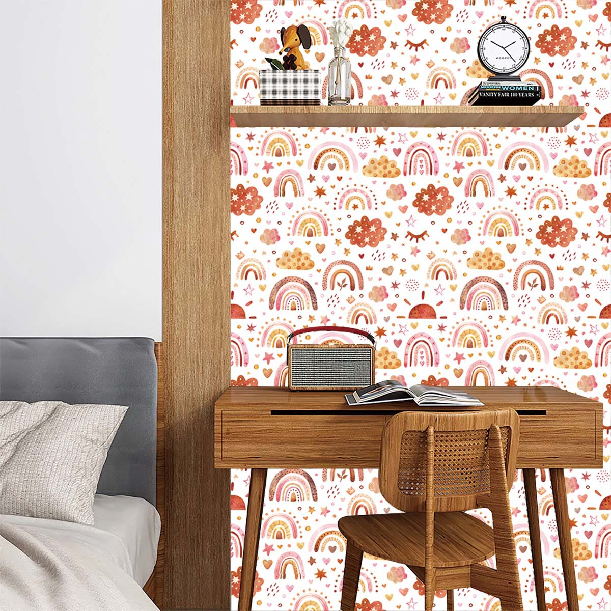 Tapeta tęczowa samoprzylepna d – Baby Nursery Wallpaper Girl recenzja i cena