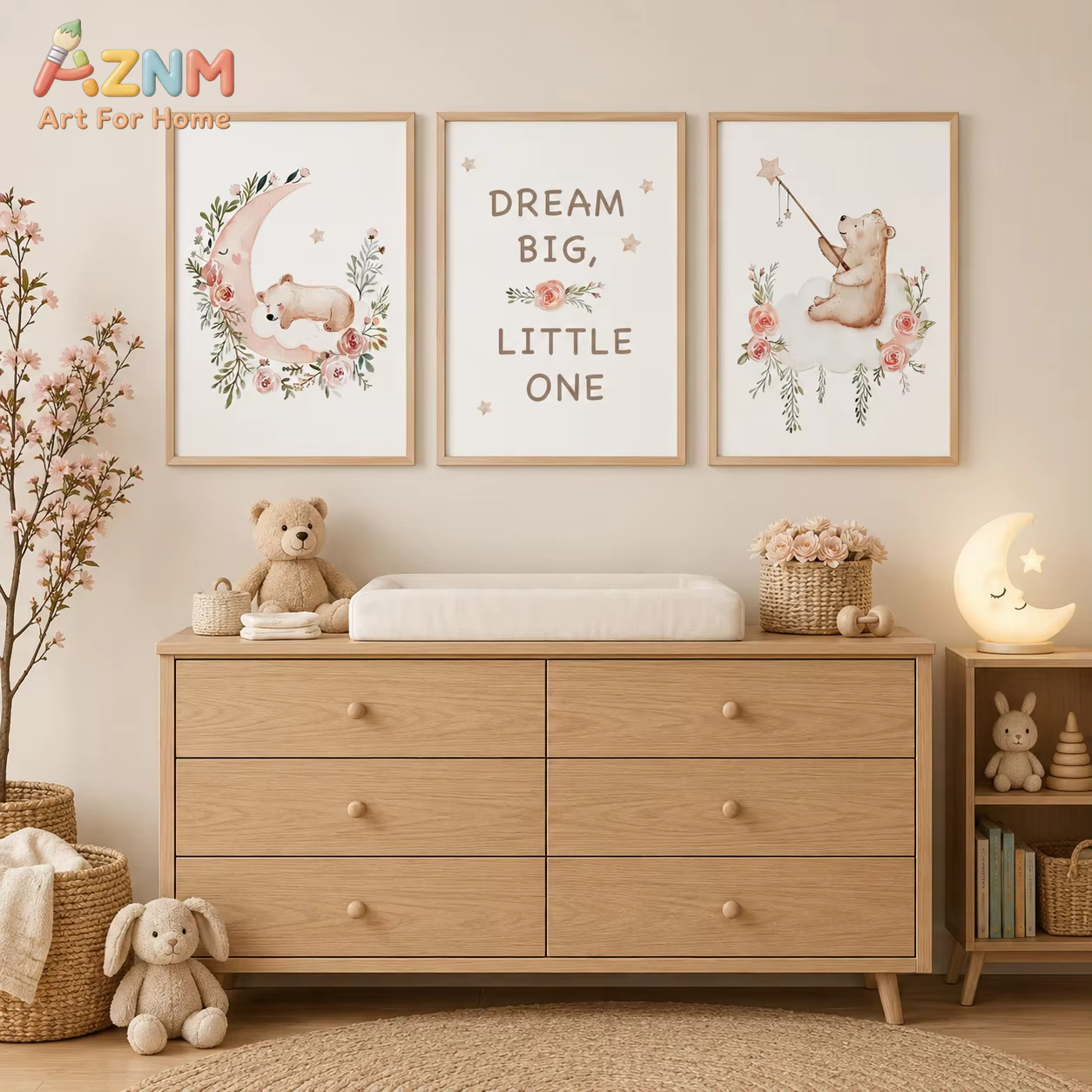 AZNM Nursery Flower Wall Art,  – Baby Boy Nursery Quotes recenzja i cena