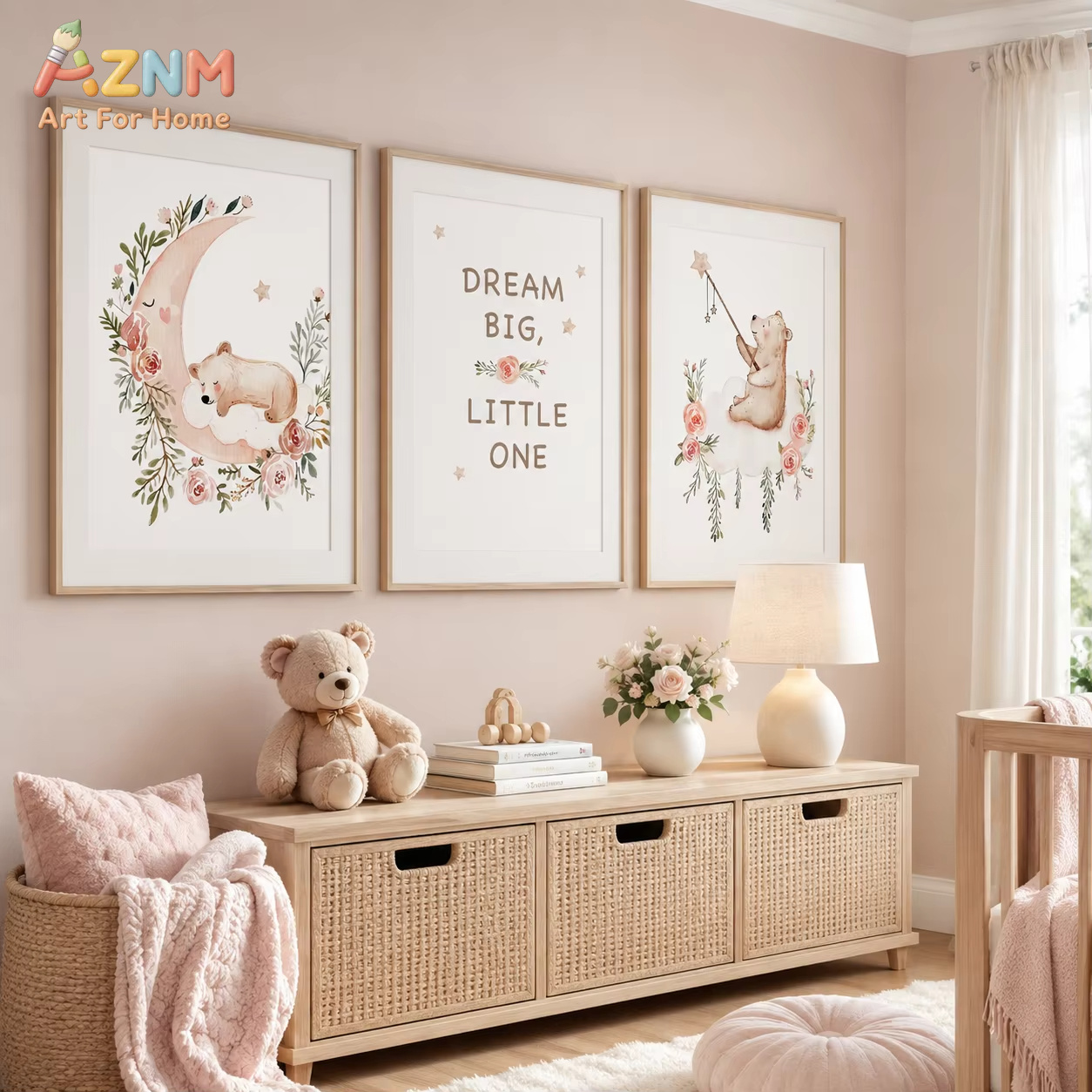 AZNM Nursery Flower Wall Art,  – Baby Boy Nursery Quotes recenzja i cena