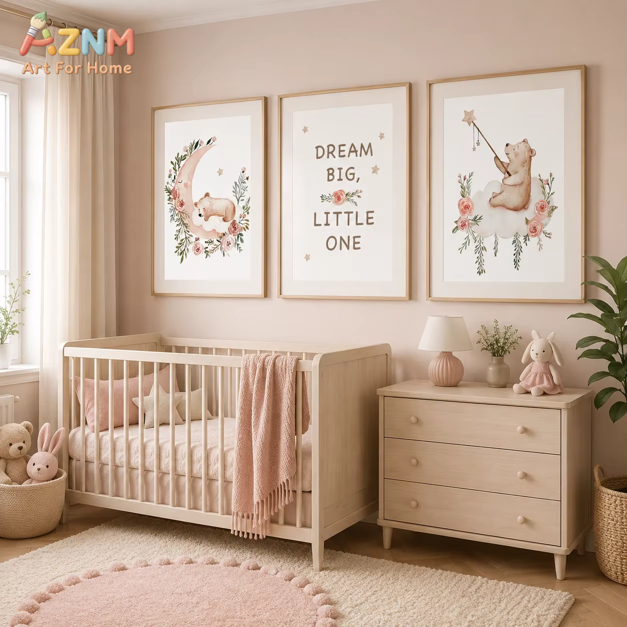 AZNM Nursery Flower Wall Art,  – Baby Boy Nursery Quotes recenzja i cena