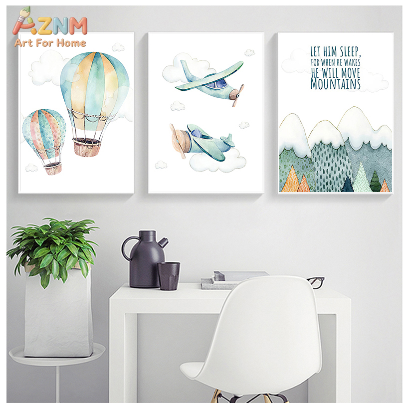 AZNM Akwarelowy Obraz na Płótn – Baby Boy Nursery Quotes recenzja i cena