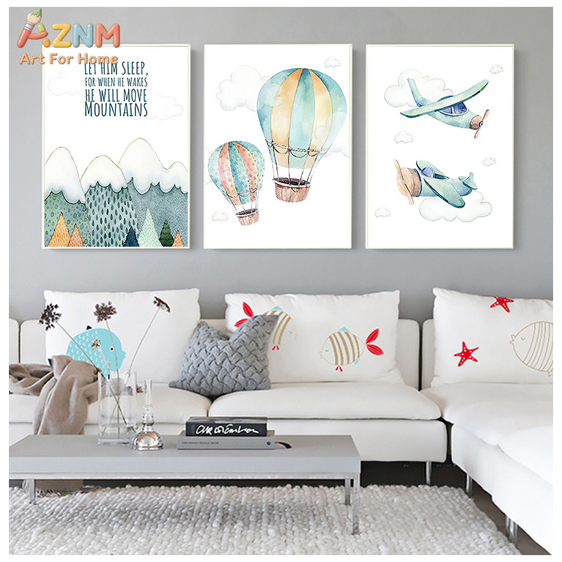 AZNM Akwarelowy Obraz na Płótn – Baby Boy Nursery Quotes recenzja i cena