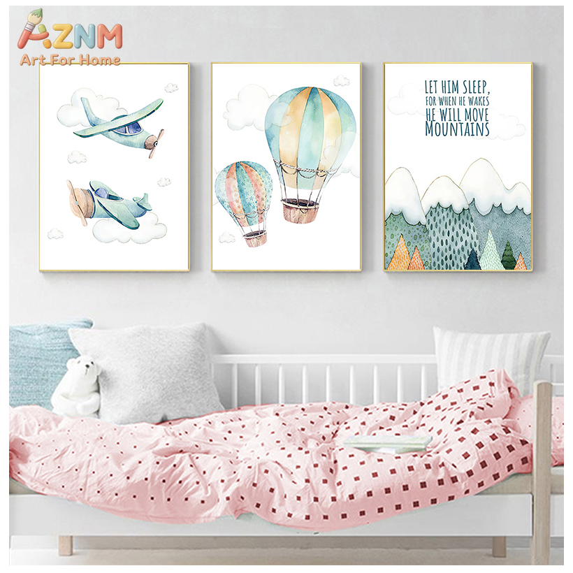 AZNM Akwarelowy Obraz na Płótn – Baby Boy Nursery Quotes recenzja i cena