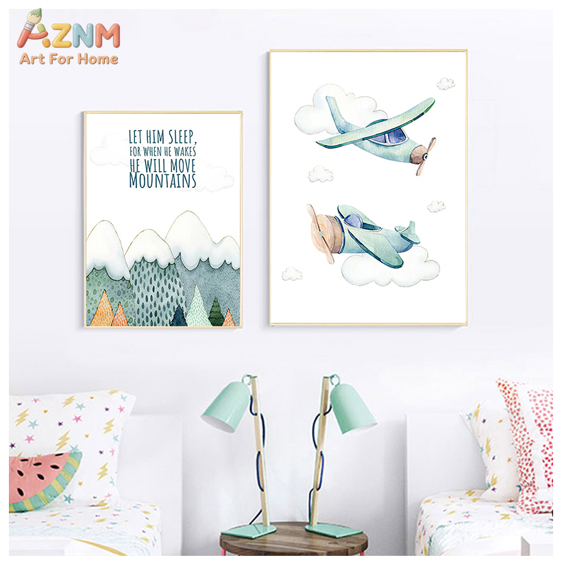 AZNM Akwarelowy Obraz na Płótn – Baby Boy Nursery Quotes recenzja i cena