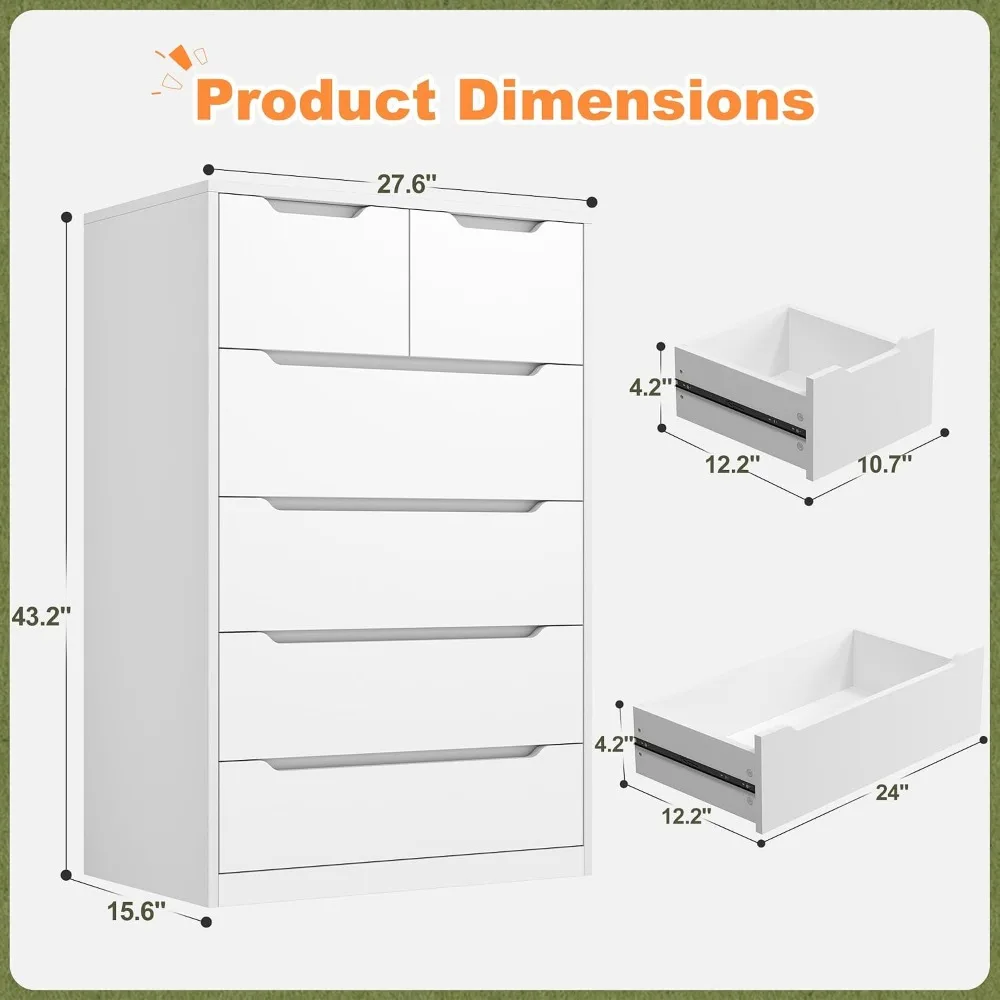 Biała komoda z 6 drewnianymi s – Drawer Dresser White recenzja i cena