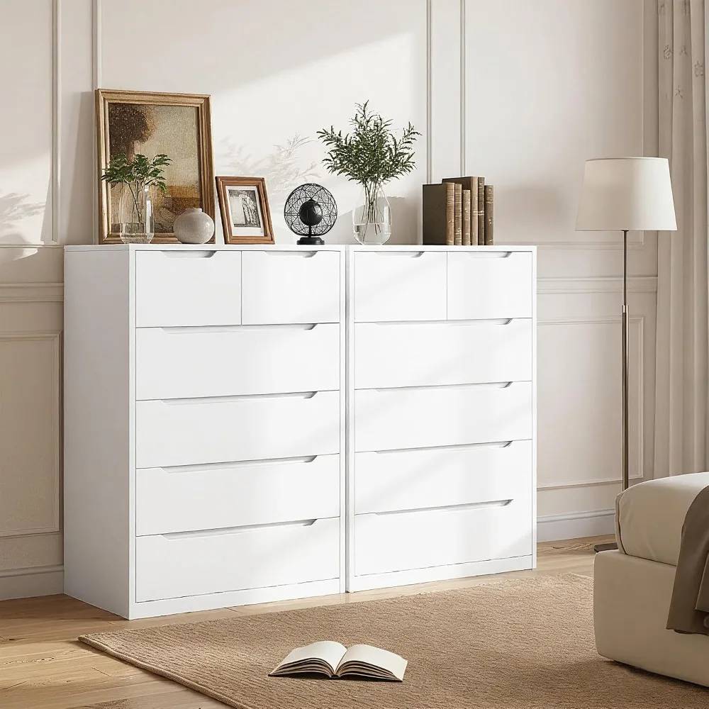 Biała komoda z 6 drewnianymi s – Drawer Dresser White recenzja i cena