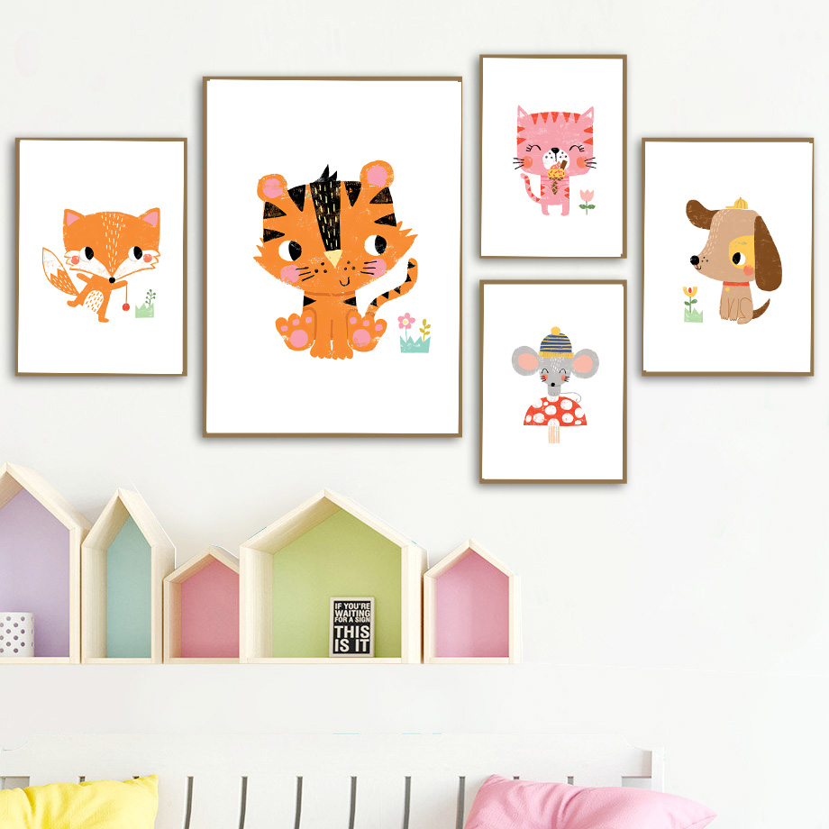 1 szt. bezramowy obraz na płót – Baby Nursery Zoo Animals recenzja i cena