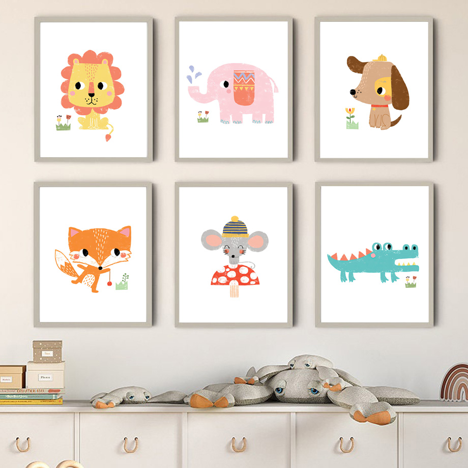 Kreskówkowe obrazki na ścianę  – Baby Nursery Zoo Animals recenzja i cena