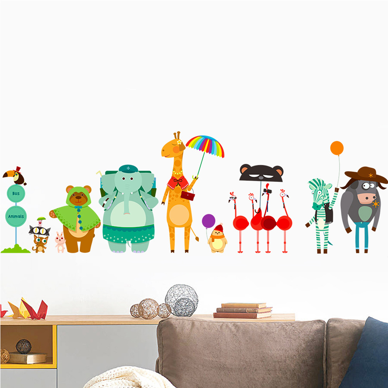 Cartoon Zoo Bus Station naklej – Baby Nursery Zoo Animals recenzja i cena