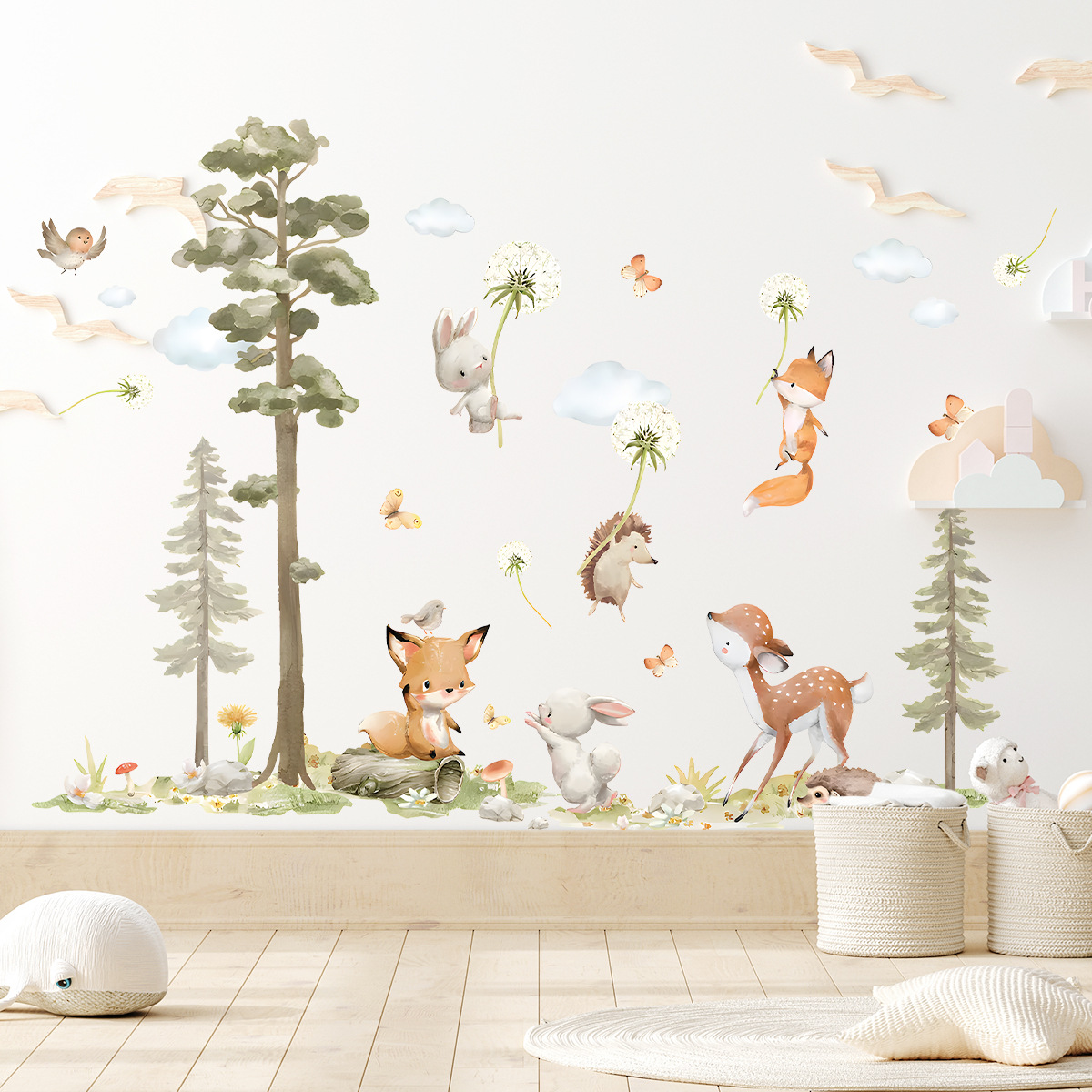 Śliczne leśne zwierzęta Naklej – Baby Nursery Wallpaper Girl recenzja i cena