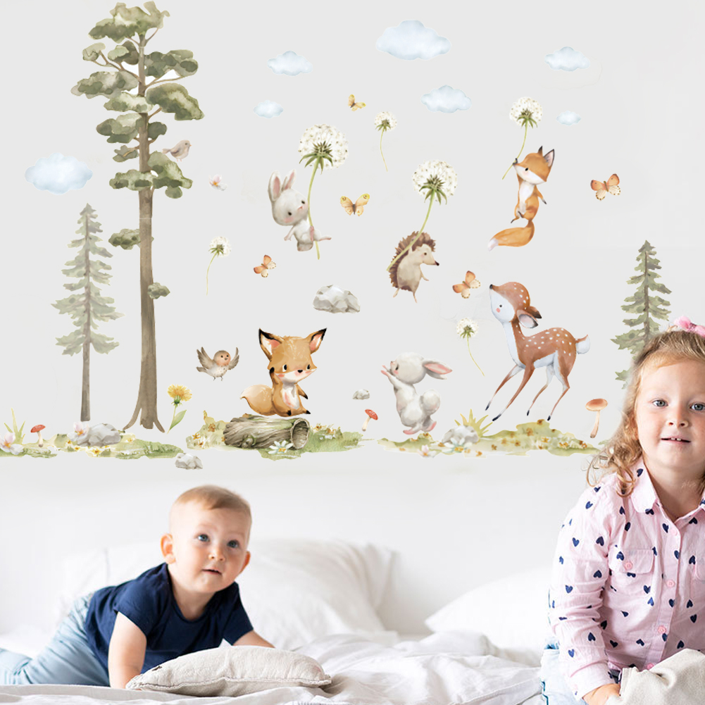 Śliczne leśne zwierzęta Naklej – Baby Nursery Wallpaper Girl recenzja i cena