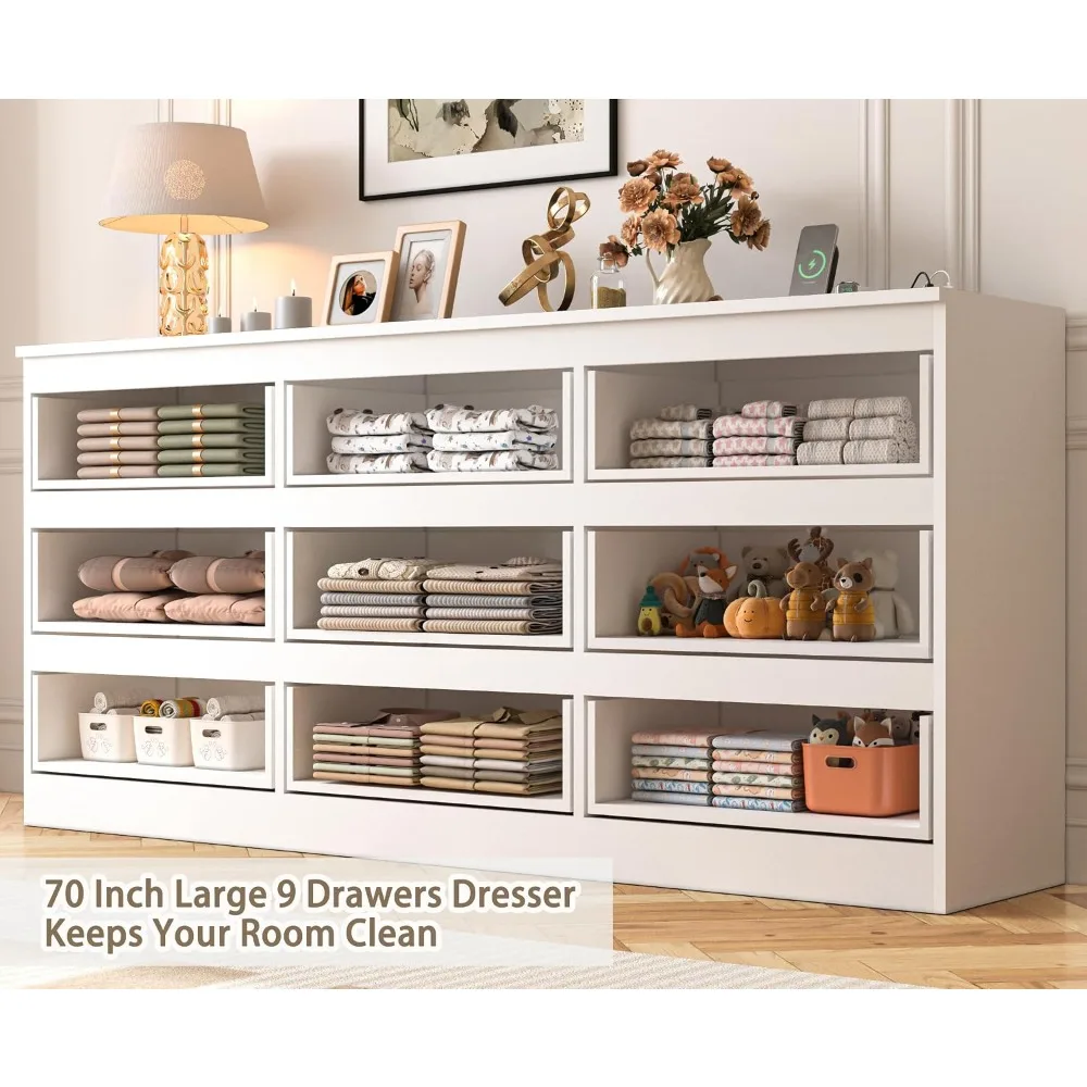Duża komoda z 9 szufladami, 70 – Drawer Dresser White recenzja i cena
